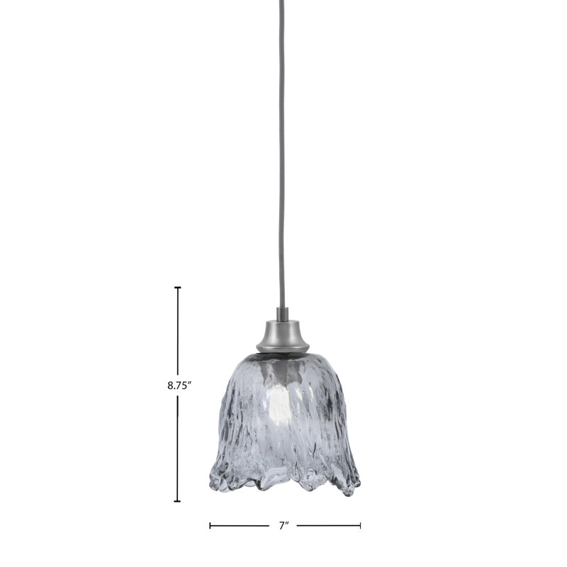 Luminaire suspendu Penshire au fini graphite avec verre de lave fumée de 7 po