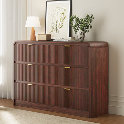 Commode double 6 tiroirs l 54 po avec panneau ondulé