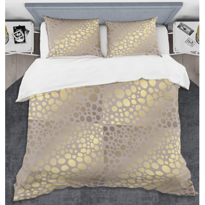 Golden Marble Design III - Glam Abstract Duvet Cover Set - Microfiber Polyester