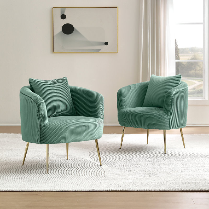 Chrystina 28.74'' Wide Tufted Velvet arm chair, Light Green Velvet