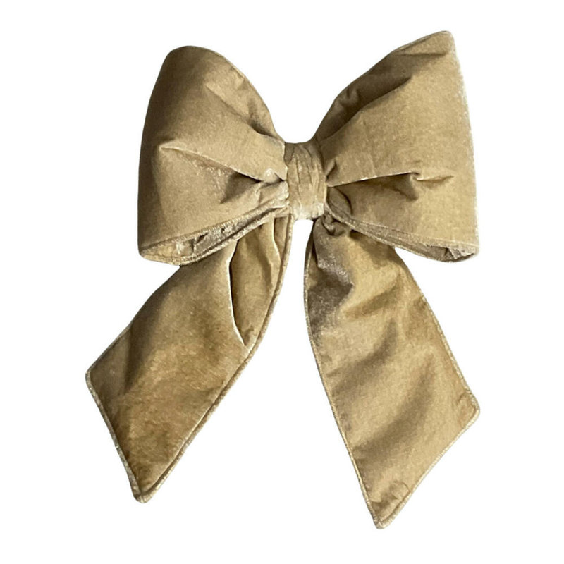12" x 15" Velvet Christmas Bow, Plush Champagne