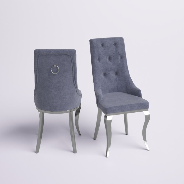 Amity Upholstered King Louis Back Side Chair (Set of 2) Willa Arlo Interiors Frame Color: Silver, Upholstery Color: White