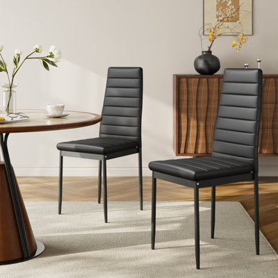 Adonia Upholstered Faux Leather High Back Dining Chairs