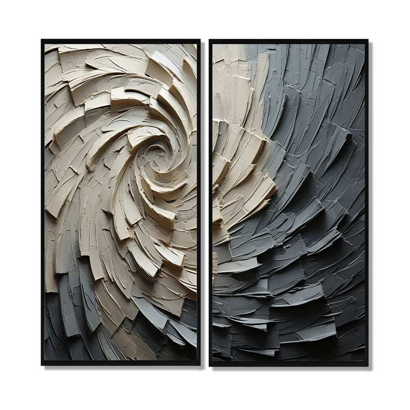 Mouvement méditatif gris beige III - grandes spirales abstraites, art mural, Floater Framed Print without Mat, 40" H x 40" W