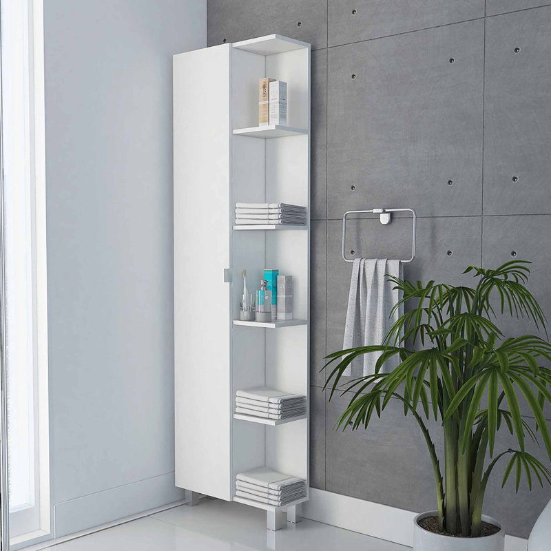 Smokey 5-Shelf Linen Cabinet, White