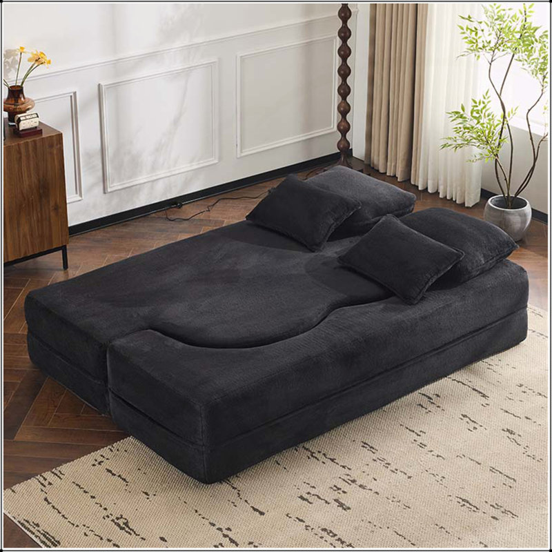 Grand canapé-lit pliable Boneless, futon en chenille avec mousse haute densité pour une utilisation polyvalente dans les salons et les chambres d'amis