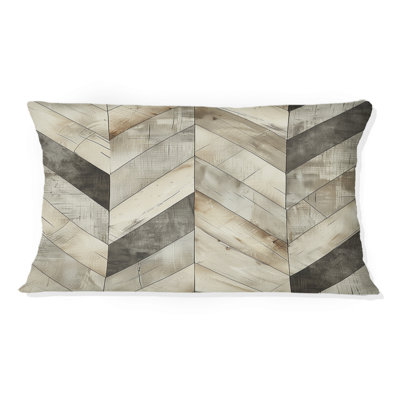 Grey Herringbone Print I - Traditional Lumbar Pillow