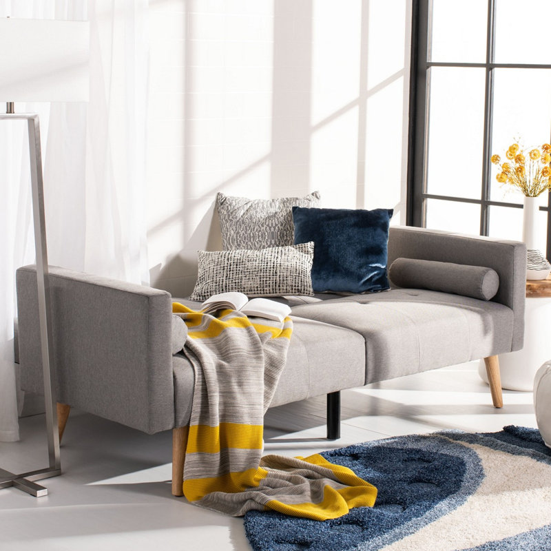 Lit futon pliable avec coussin Konterra, Velours gris