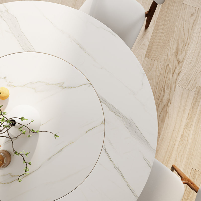Innovative Built-In Lazy Susan Round Dining Table Jahsi, 29.52"H x 59.05"L x 59.05"W