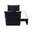 Canapé-lit modulaire en velours bleu avec coussins et rangement 2 coussins élégants