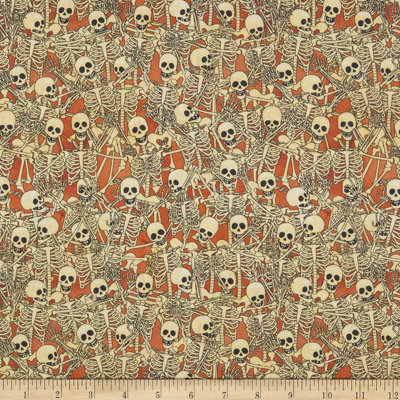 Springs Creative Halloween Bone Dance Fabric, Orange 100% Cotton Fabric By The Yard