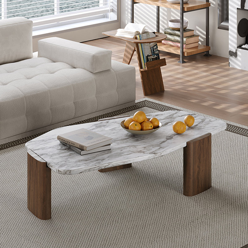 Table basse simple en bois massif de style rétro créatif, Brun, H 13,78 po x L 43,31 po x l 20,47 po