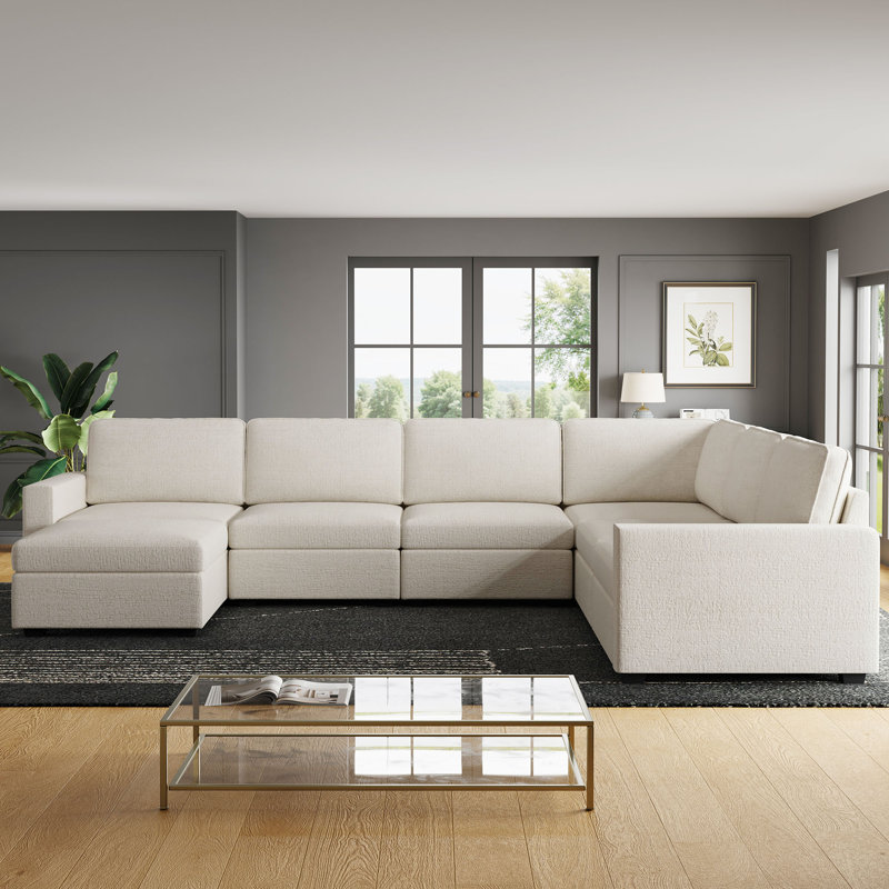 Canapé convertible en U surdimensionné Stoarge, Chenille beige