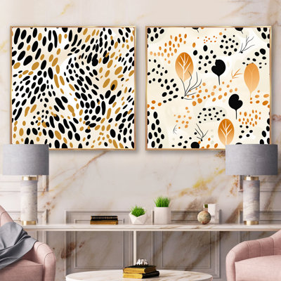 Beige And Black Cheetah Print Simplicity - Abstract Collages Square Collage Set Of 2