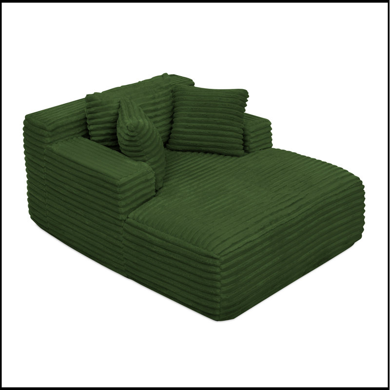 Canapé-lit rembourré en mousse de velours côtelé rembourré avec assise profonde Living Chair, Vert