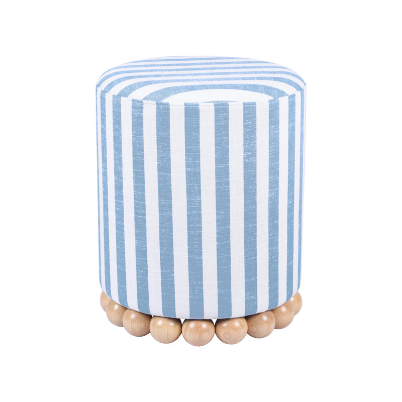Repose-pieds standard rayé cylindrique de 15,7 po Mar Orlando, Mélange de polyester bleu pastel / mélange de li