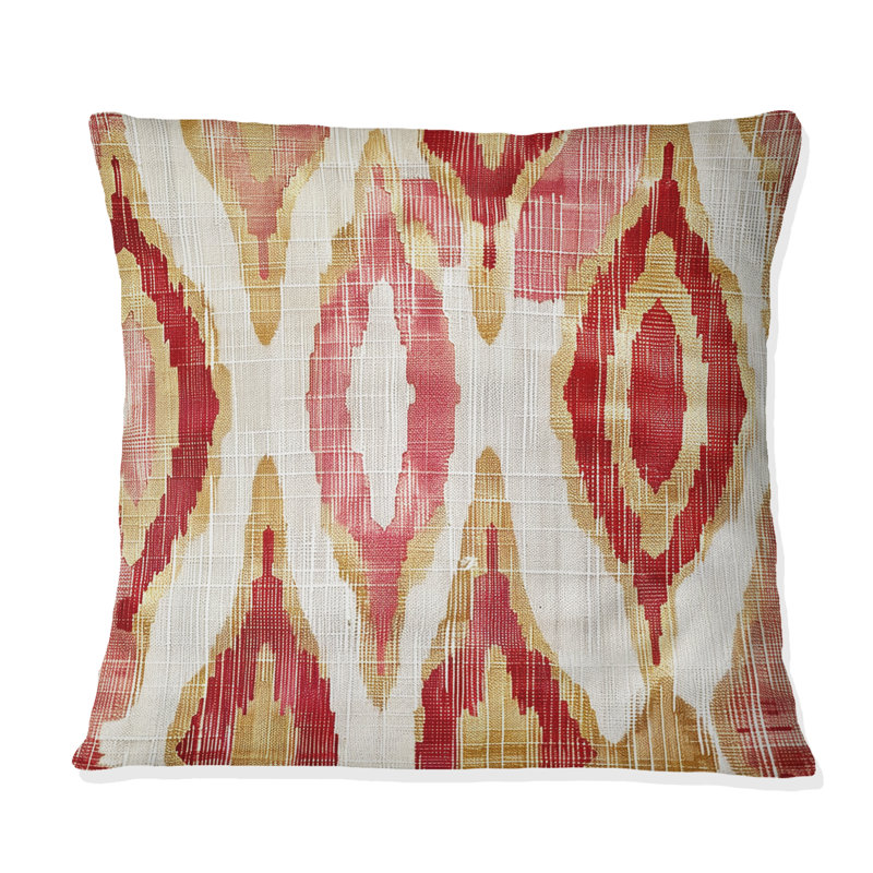 Red Gold - imprimé géométrique rétro - coussin géométrique rétro, H 18 po x l 18 po