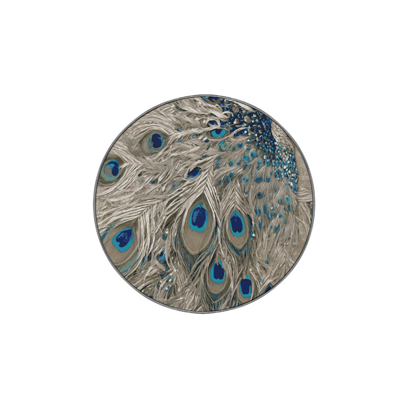 Tapis gris soyeux et moelleux, Rond 4 pi