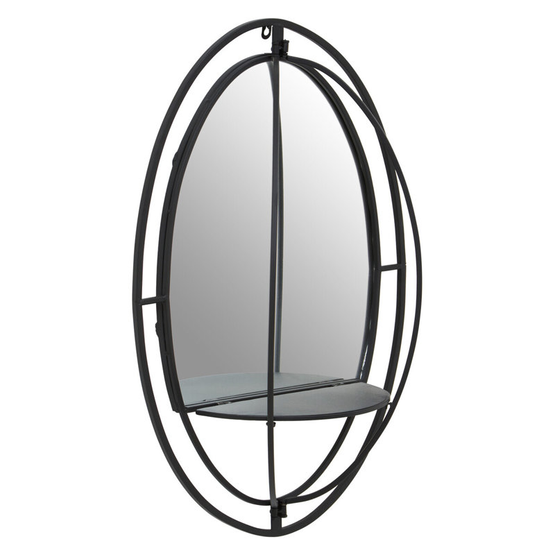 Alfons Metal Oval Mirror, Black