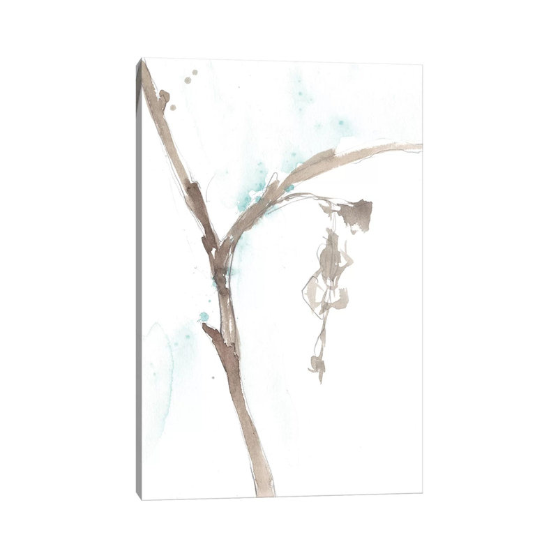 Ginkgo On Dusty Teal VIII by Jennifer Goldberger - Wrapped Canvas Painting, 20.32 cm H x 30.48 cm W