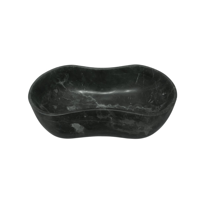 Dark Grey Natural Marble Vessel Sink, Organic Wavy Stone Basin, Matte Finish Vanity Bowl (23.6 Inch) | Gift Idea, Dark Gray