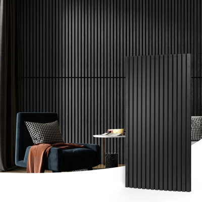 23.6" x 47.24" Acoustic Slat Wall Panels,3D Wood Wall Panelling for Wall,Ceiling (Set of 4)
