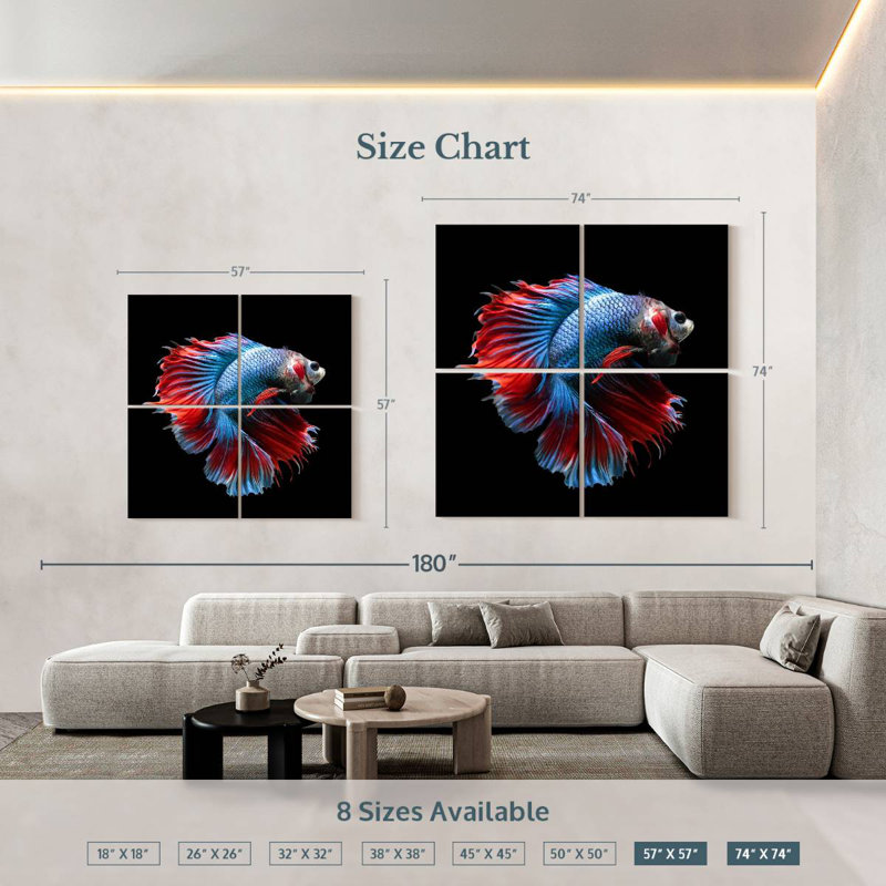 Brampt Blue And Red Betta Fish, 74" H x 74" W