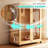 Double-door Solid Varnished Pine Cat House with Night Light