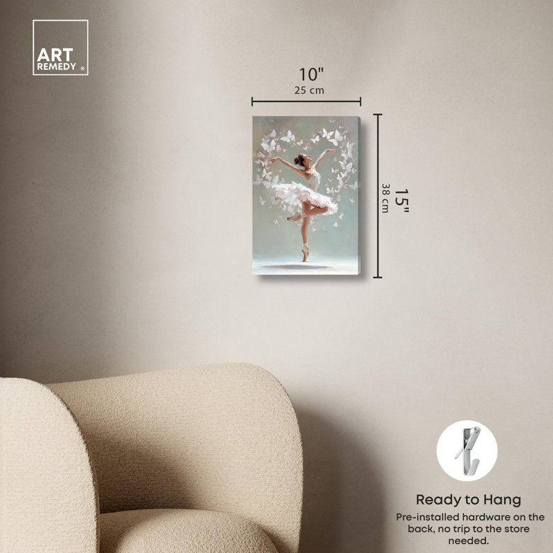 «Flutter Ballerina Glam», reproduction d'art sur toile par Art Remedy, H 15 po x l 10 po, Toile tendue avec châssis