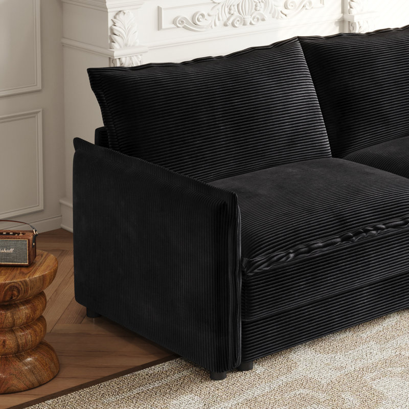Canapé en tissu d'ameublement Corduroy, Black
