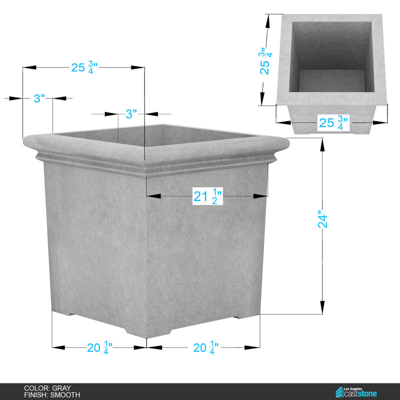Concrete Planter, Smooth Gray