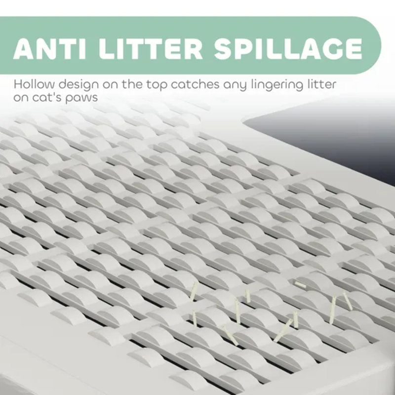 White Covered Cat Litter Box, Front Entry & Top Exit with Scoop for Large Cats