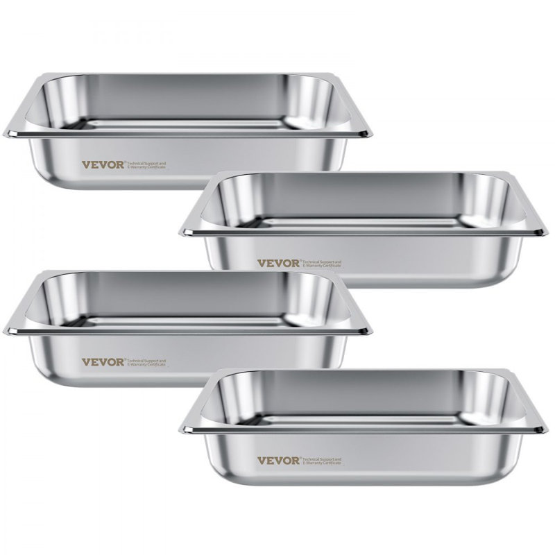 Poêle à vapeur en acier inoxydable pour hôtel, poêle à vapeur de table de taille 1/2, fournitures de restaurant anti-bourrage profondes de 2,5 pouces et antirouille pour la maison, la fête, le restaurant, l'hôtel, le buffet