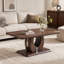 Table basse rectangulaire moderne en bois de noyer brun foncé Ajoutez une atmosphère calme et confortable à votre maison. Table basse en MDF, noyer, autocollant texturé brun foncé, table d'appoint.