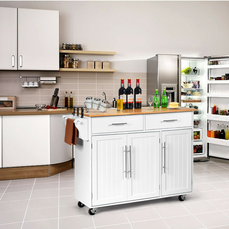 Aristel Metal Kitchen Island, White