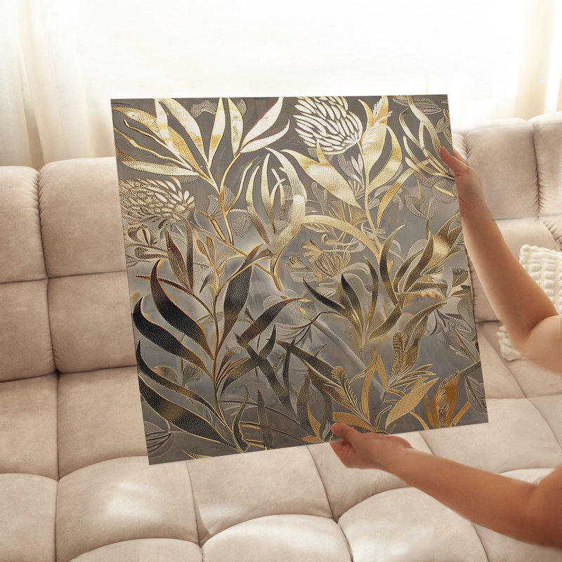 «Botanical Golden Botanicals», reproduction d'art moderne sans cadre, H 12 po x l 12 po