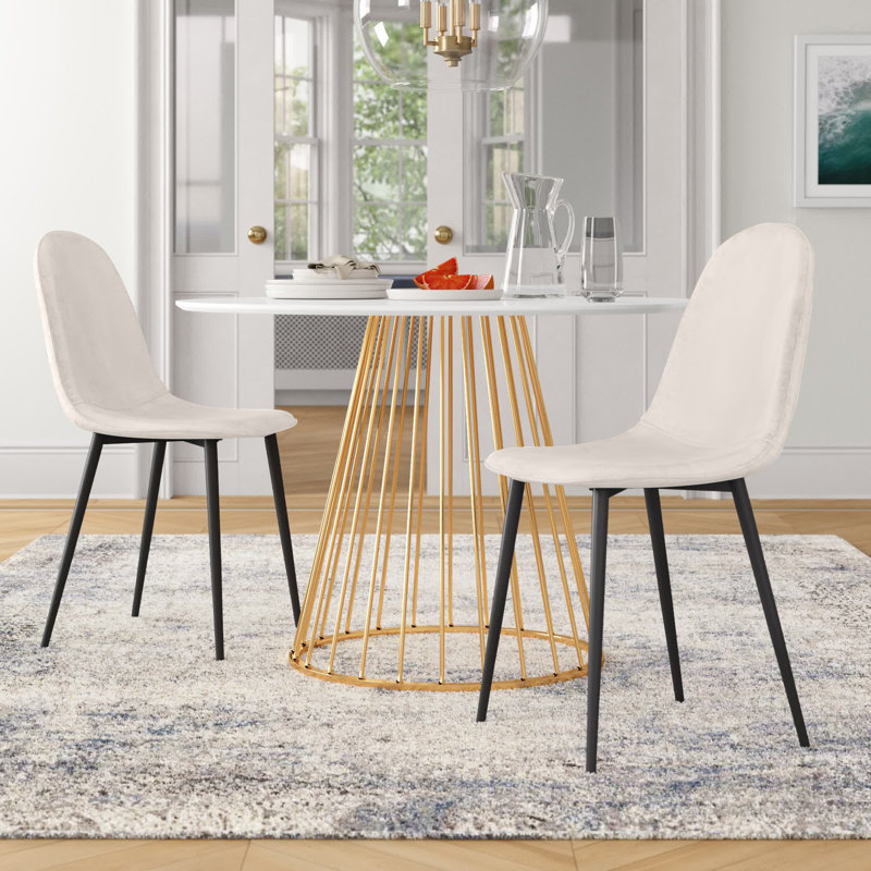 Elzada 18.5'' H Upholstered Side Chair, Black, Blue Polyester Blend