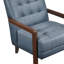 Chaise moderne en cuir bleu avec coussin de tête, dossier en noyer, pieds en finition noyer-252024736