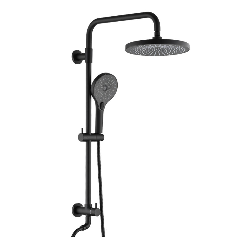 Matte Black Shower Head With Handheld - 8" Rainfall & 3-Setting , Adjustable Slide Bar, To Everyday Scratches, 360 Adjustable, 1.8 Gpm Flow, Wall Mount System Corrosion And Discoloration , Rotatable,