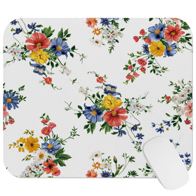 Floral Retro Floral XII Flowers Gaming Cute Office Laptop Desk Pad Gift Mat Square Rectangle Non-Slip Mousepad