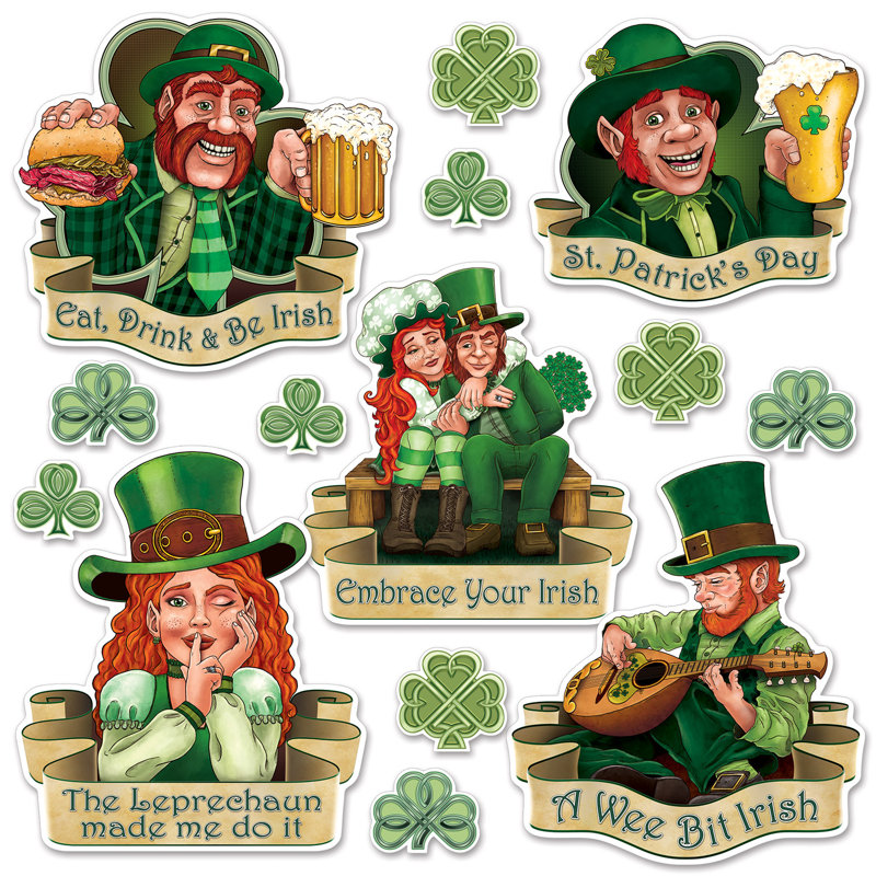 St Patrick's Day Cutouts - 3Â¼"-14Â¾" - Pack of 12