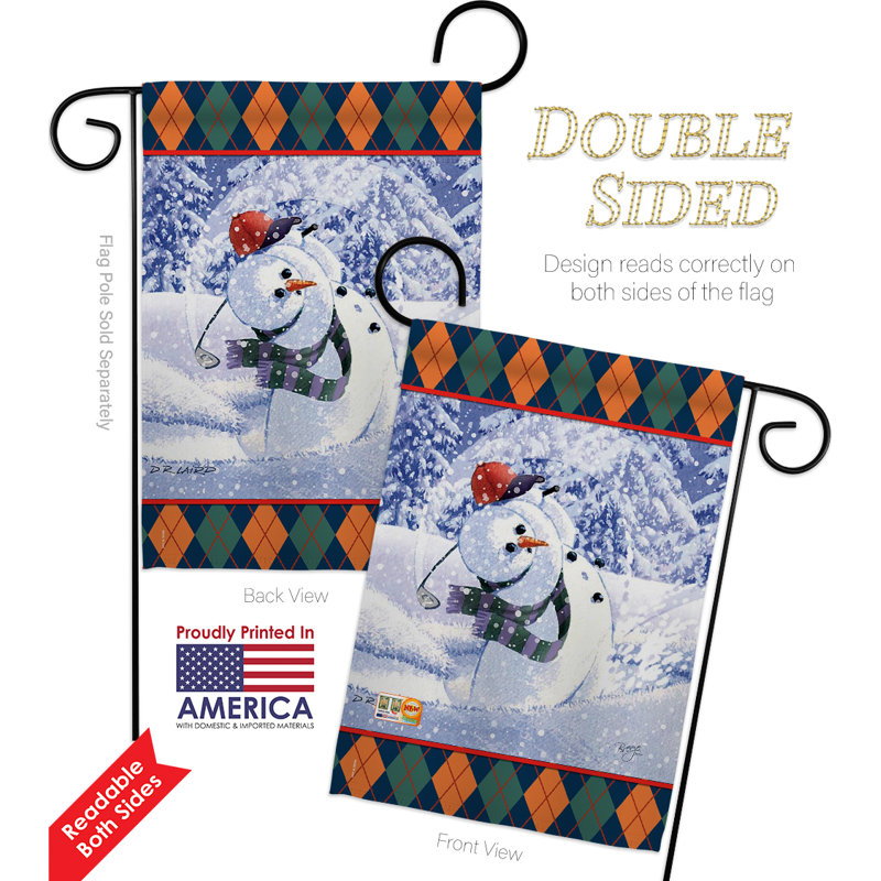 « bonhomme de neige », wonderland, impression en polyester de 2 côtés 18,5 x 13 po bonhomme de neige golf ensemble de drapeau