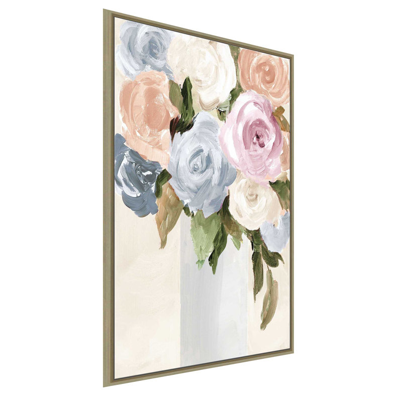 Rosey Bouquet - Peinture, L 31,5 po x H 51,5 po, Encadrement brun
