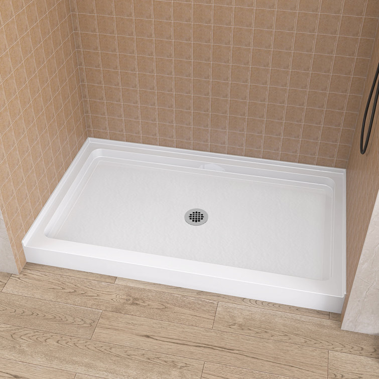 60'' W x 36'' D Acrylic Rectangular Shower Base Pan Single Threshold Shower Tray in White with Non-slip Design