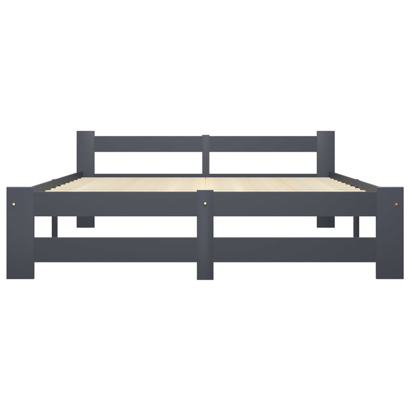 Berna Solid Wood Bed, Dark Grey, European Double (140 x 200cm)