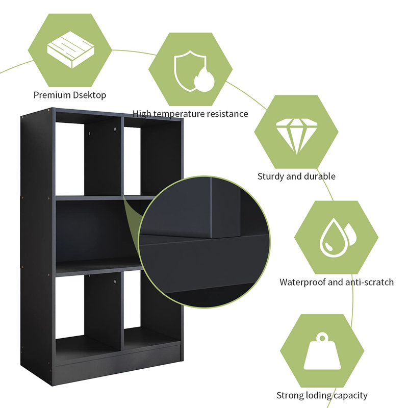 100cm H x 60cm W Cube Bookcase, Black