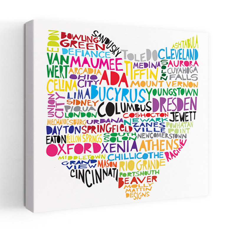 Ohio Map Contemporary Art, 24" H x 24" W