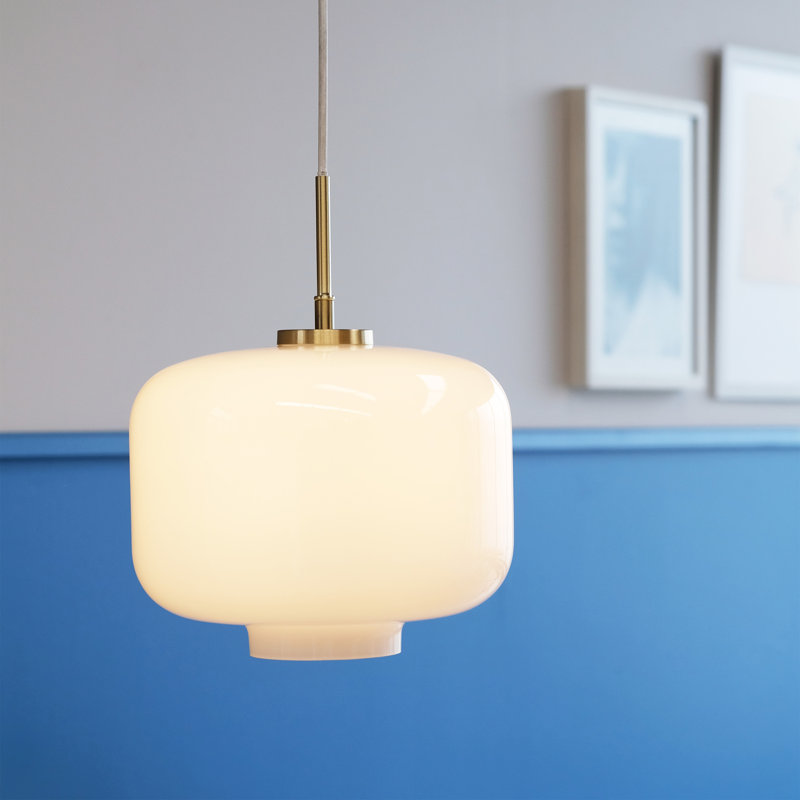 1 - Light Brown/White Schoolhouse Pendant