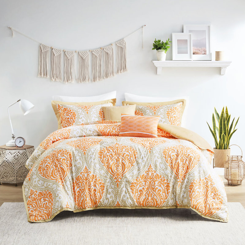 Édredon doux pour lit double / grand: orange et taupe Élégant pour: double / grand, couleur