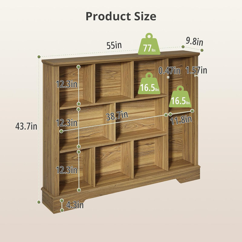 Modern 10 Cube Large Storage Bookcase, Brown